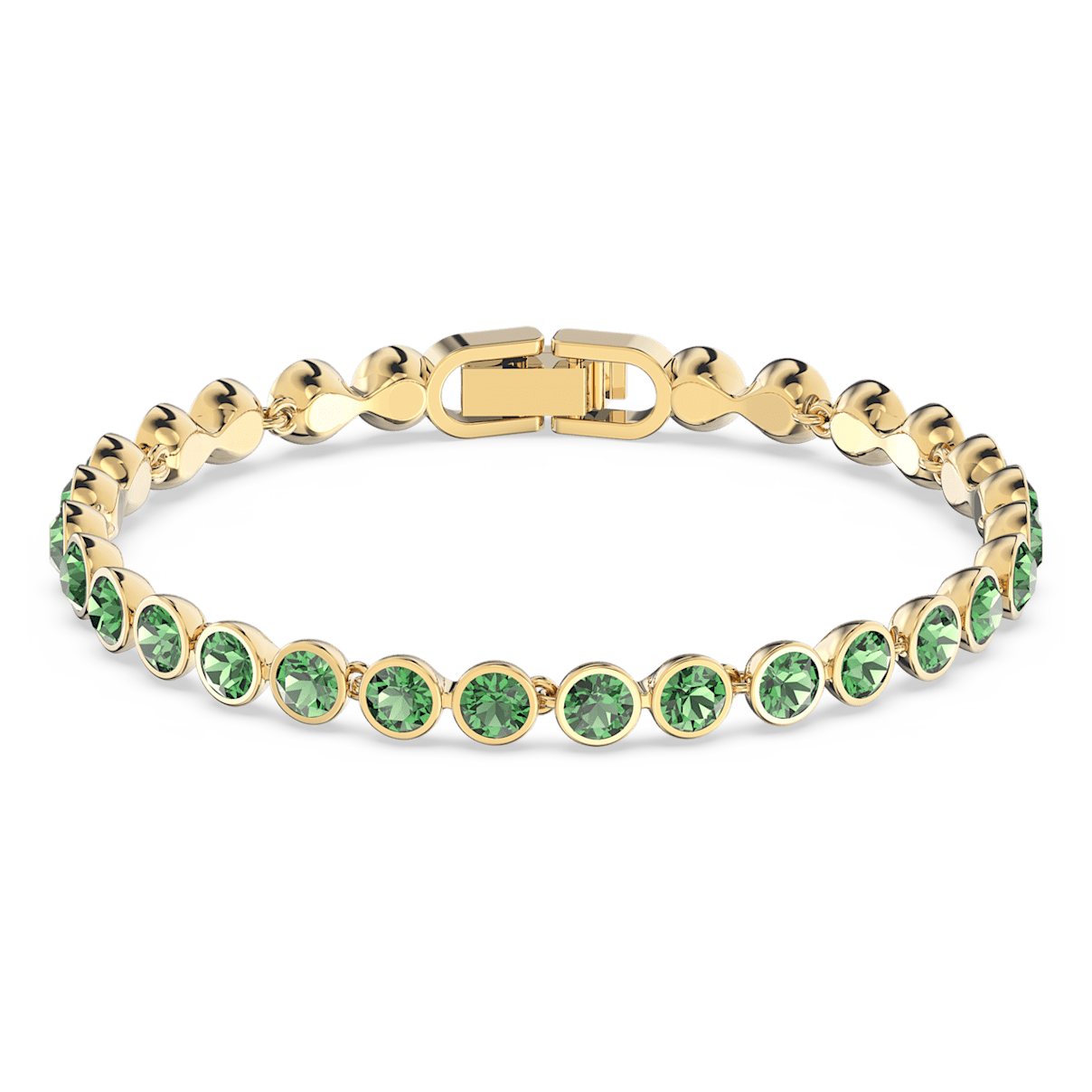 

Swarovski Tennis bracelet, Round, Green, Gold-tone plated