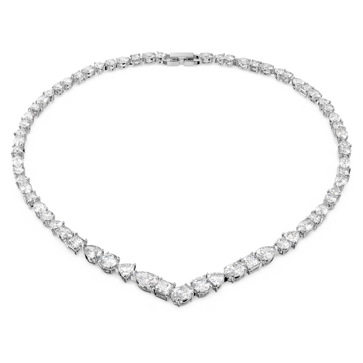 

Swarovski Tennis Deluxe V necklace, Mixed cuts, White, Rhodium plated