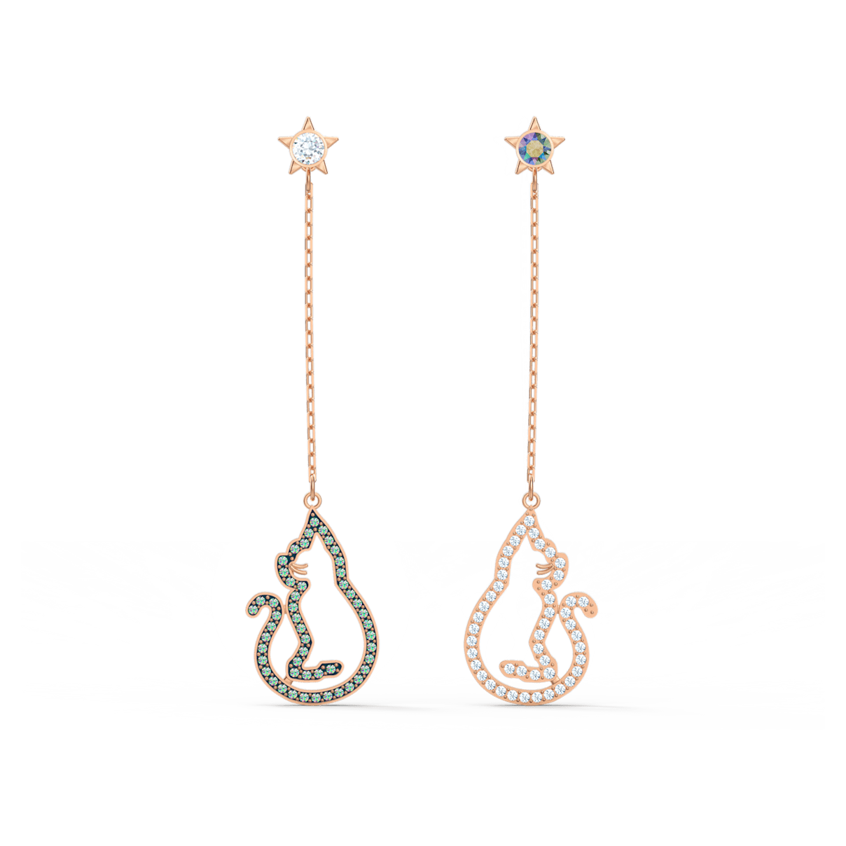 

Swarovski Cattitude 水滴形耳环, 猫和星星, 流光溢彩, 镀玫瑰金色调