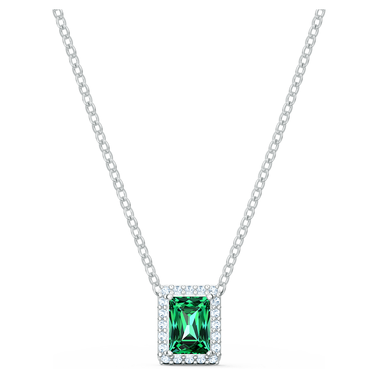 

Swarovski Angelic necklace, Rectangular, Green, Rhodium plated