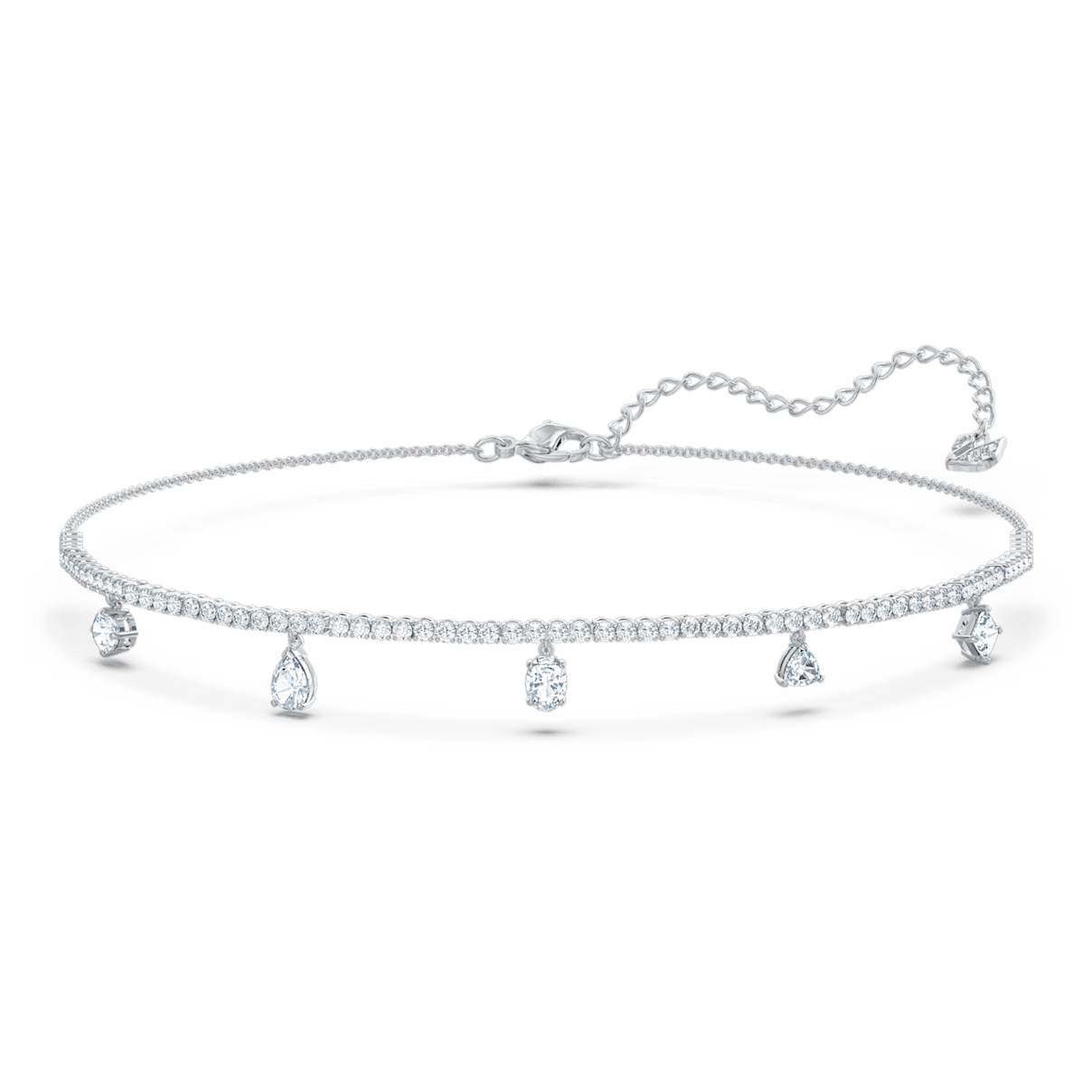 

Swarovski Tennis Deluxe 束颈项链, 混合切割, 白色, 镀铑