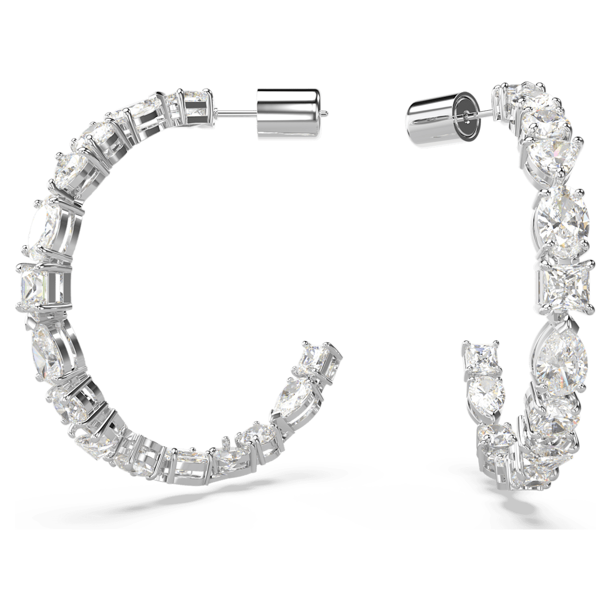 

Swarovski Tennis Deluxe hoop earrings, Mixed cuts, White, Rhodium plated