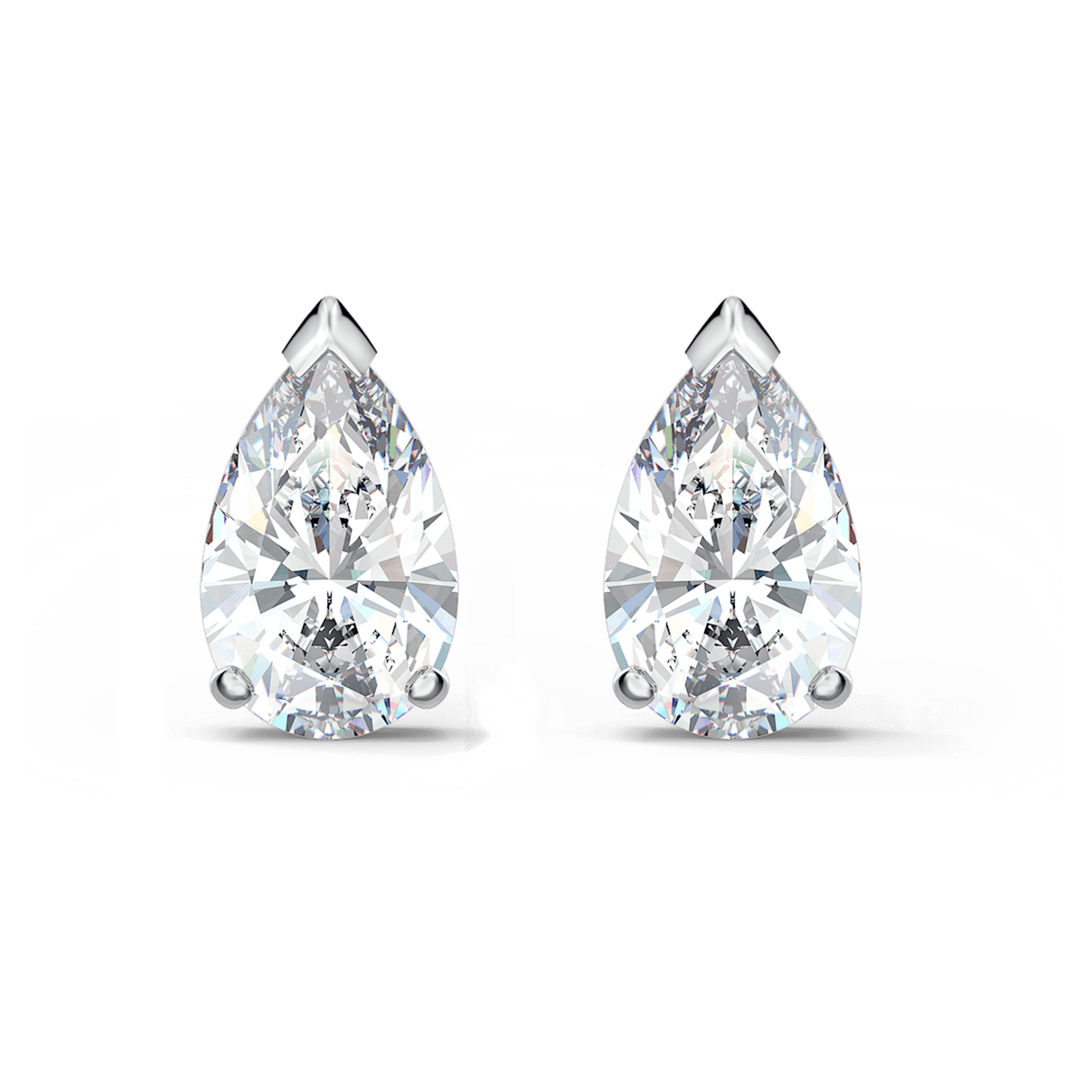 

Swarovski Attract stud earrings, Drop cut, White, Rhodium plated