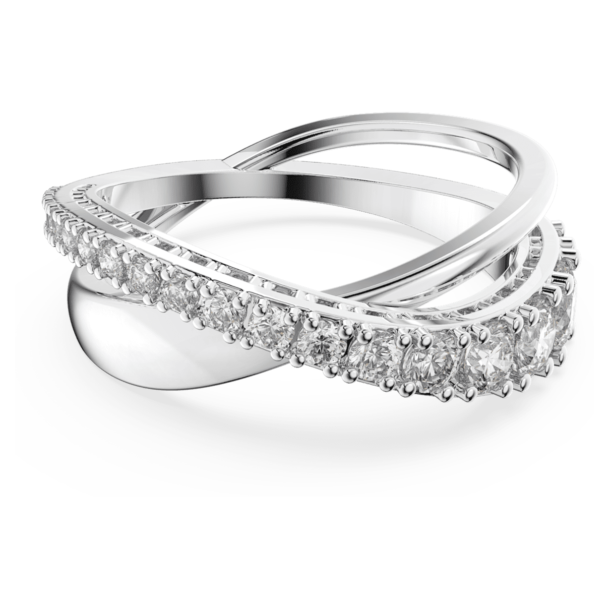 

Swarovski Twist 戒指, 圆形切割, 白色, 镀铑