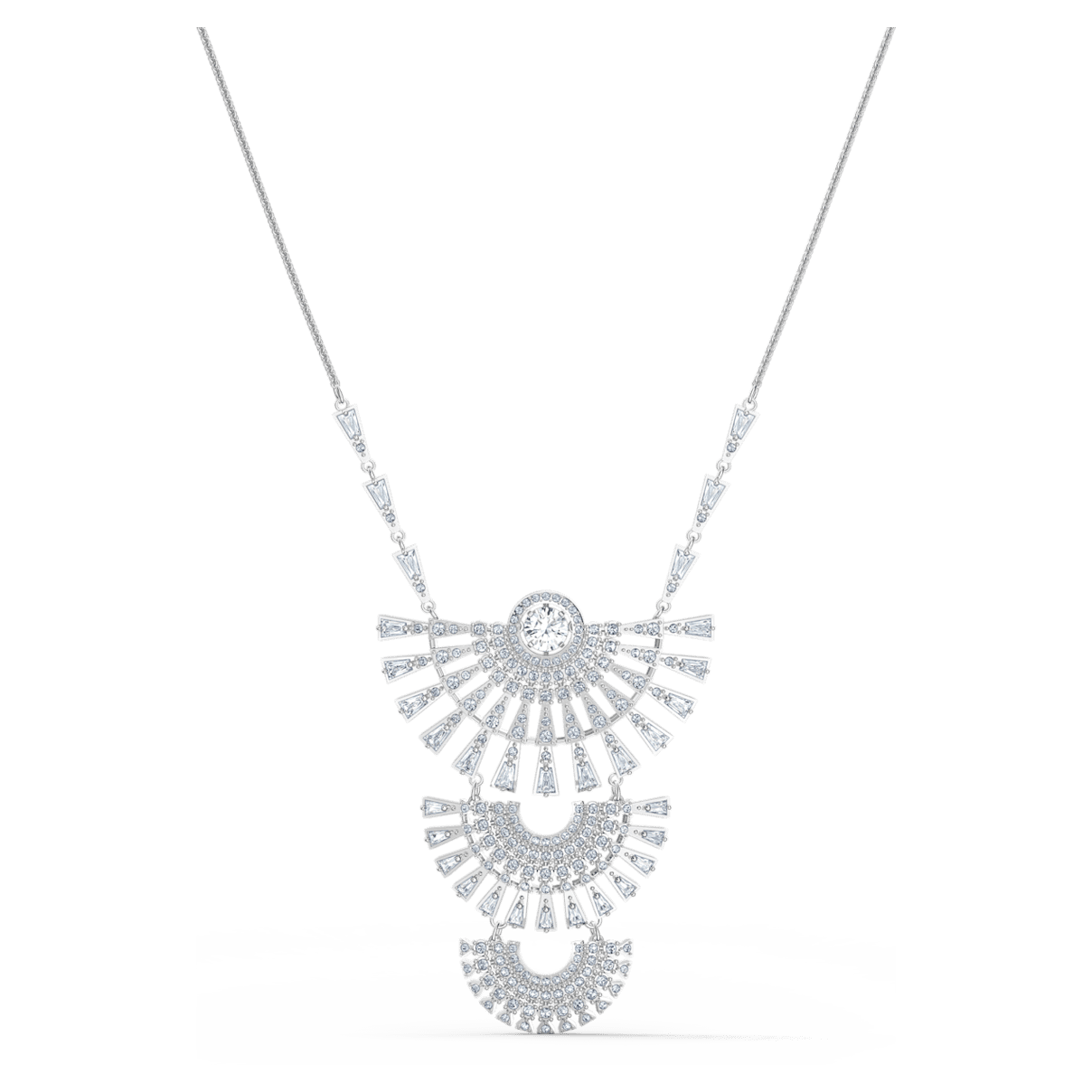 

Swarovski Sparkling Dance Dial Up necklace, Large, White, Rhodium plated