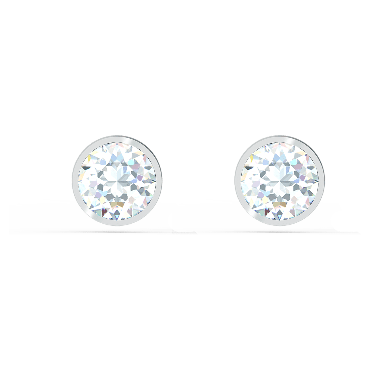 Swarovski Tennis stud earrings, Round, White, Rhodium plated