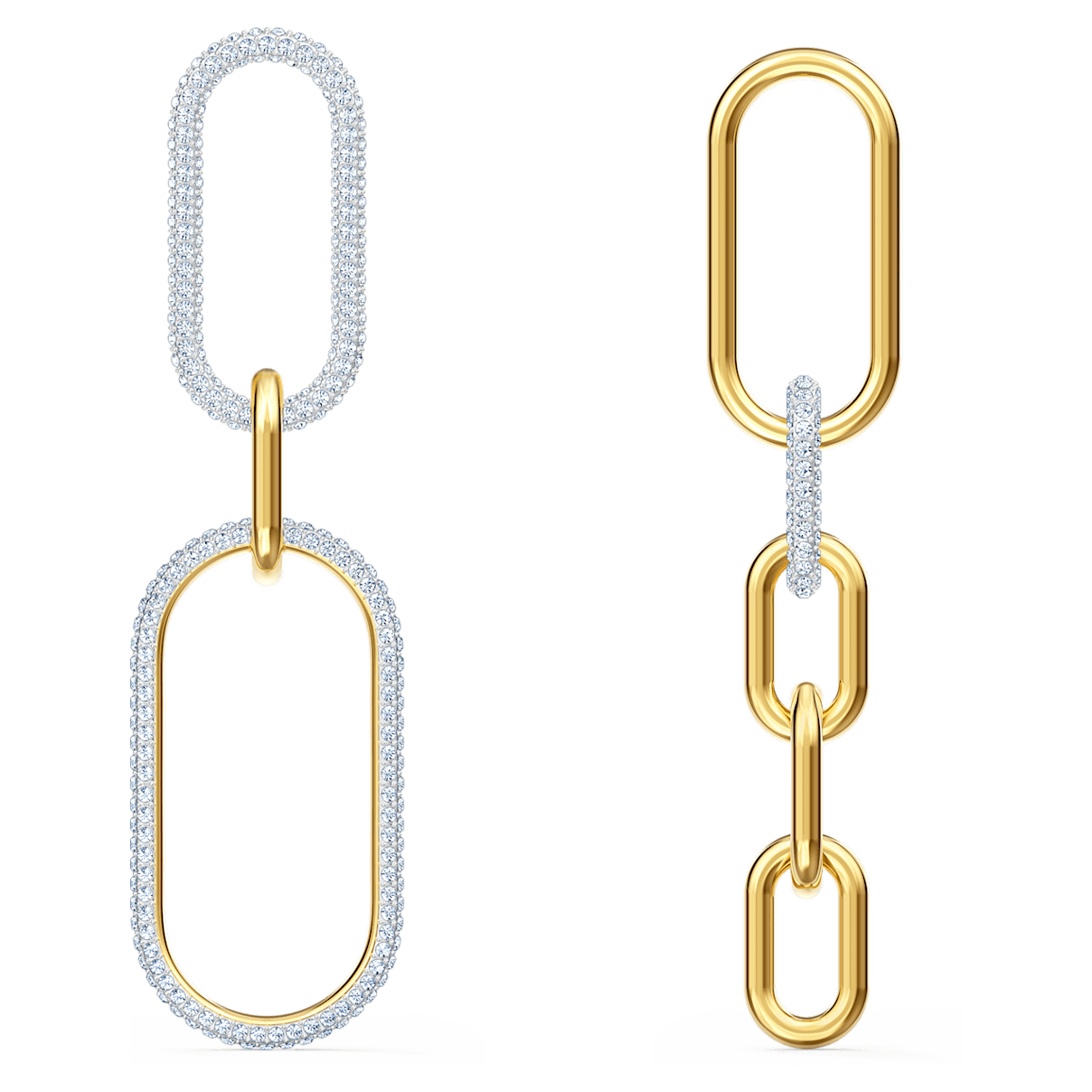 

Swarovski Time earrings, Asymmetrical, White, Mixed metal finish