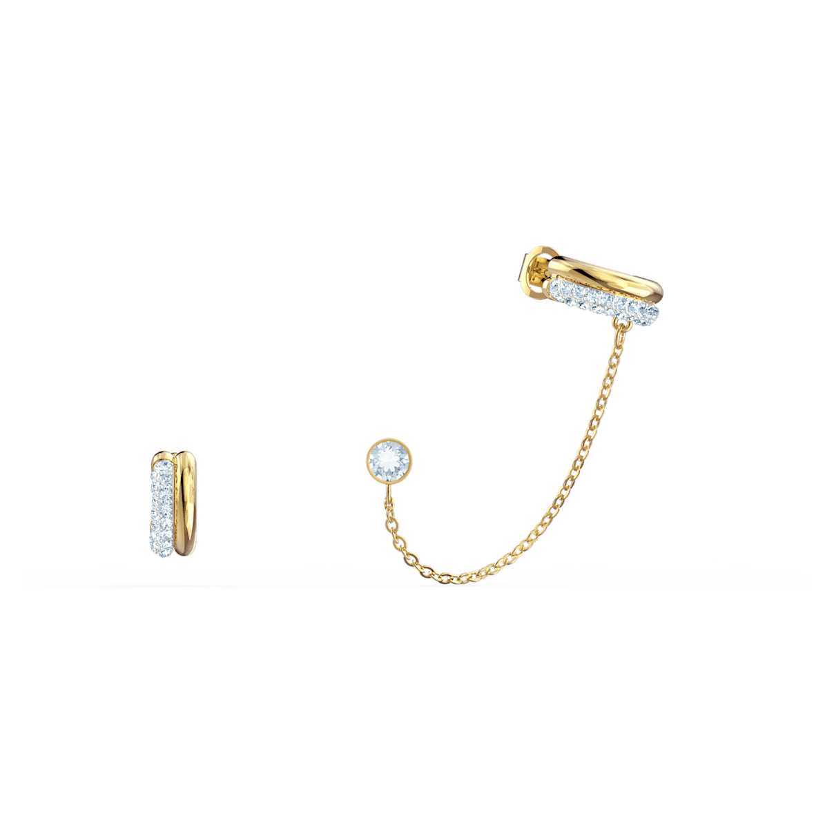

Swarovski Time ear cuffs, Asymmetrical design, White, Mixed metal finish