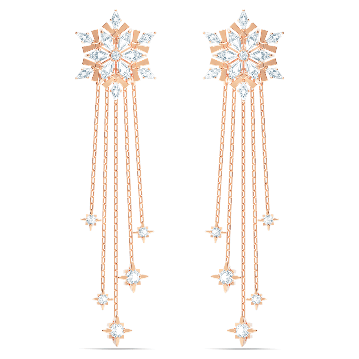 

Swarovski Magic earrings, Snowflake, White, Rose gold-tone plated