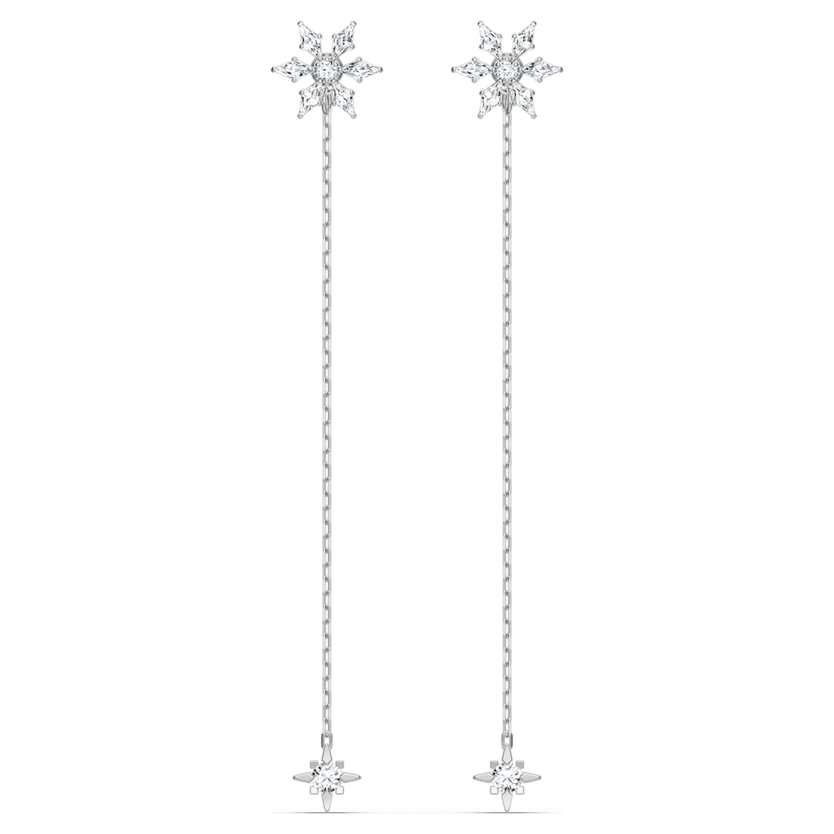 

Swarovski Magic earrings, Snowflake, White, Rhodium plated