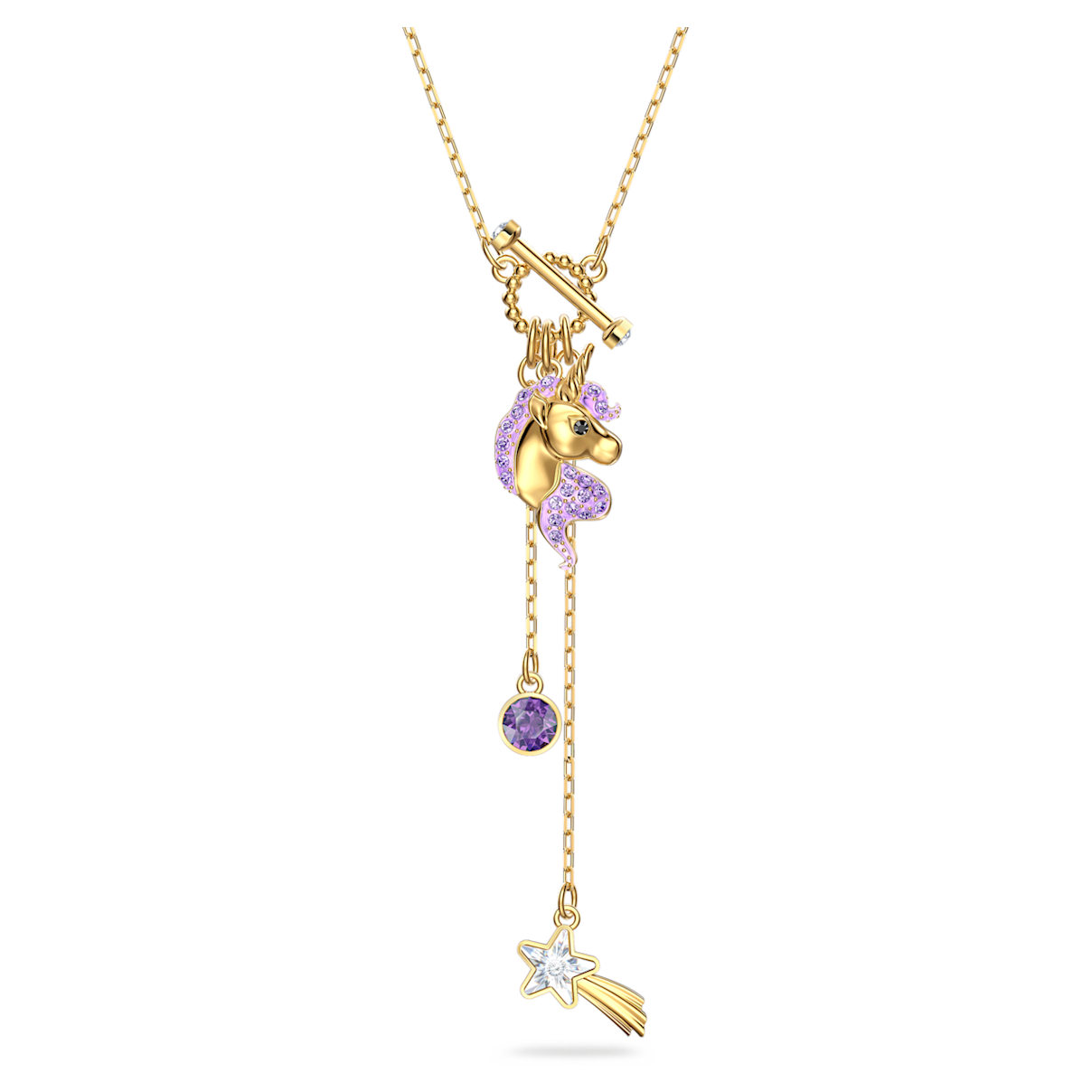 

Swarovski Out of this world Y形项链, 独角兽, 紫色, 镀金色调
