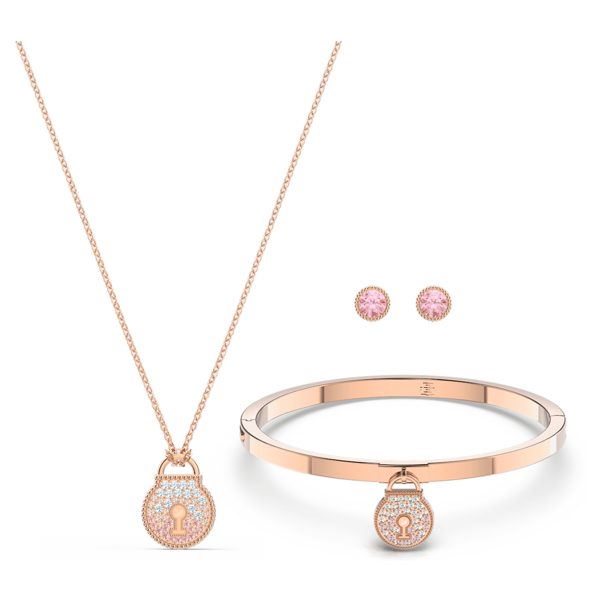 

Swarovski Togetherness 套装, 锁, 粉红色, 镀玫瑰金色调