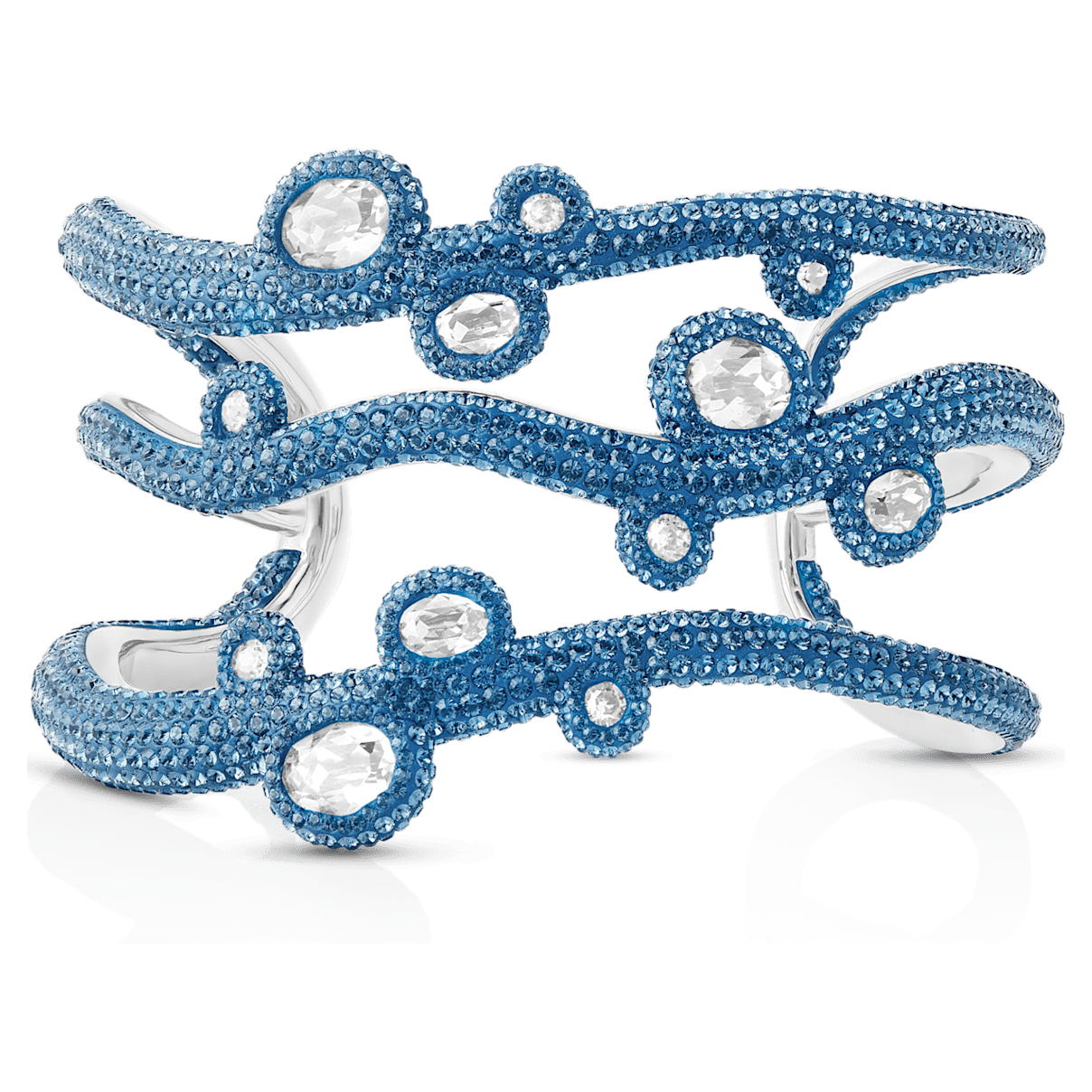 

Swarovski Manchette Tigris, Gouttes d’eau, Bleu, Métal plaqué palladium