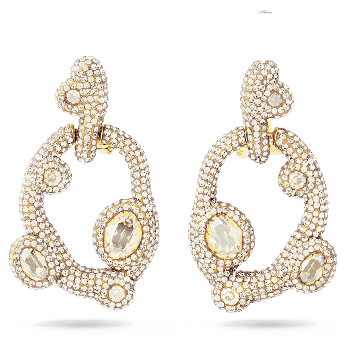 

Swarovski Tigris Ohrringe, Wassertropfen, Weiß, Goldlegierungsschicht