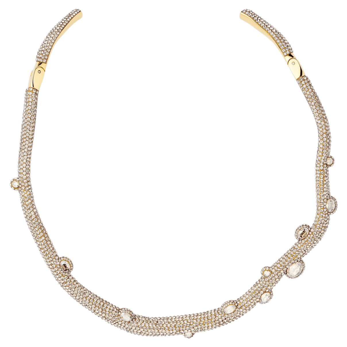 

Swarovski Collier torque Tigris, Gouttes d’eau, Blanc, Placage de ton or