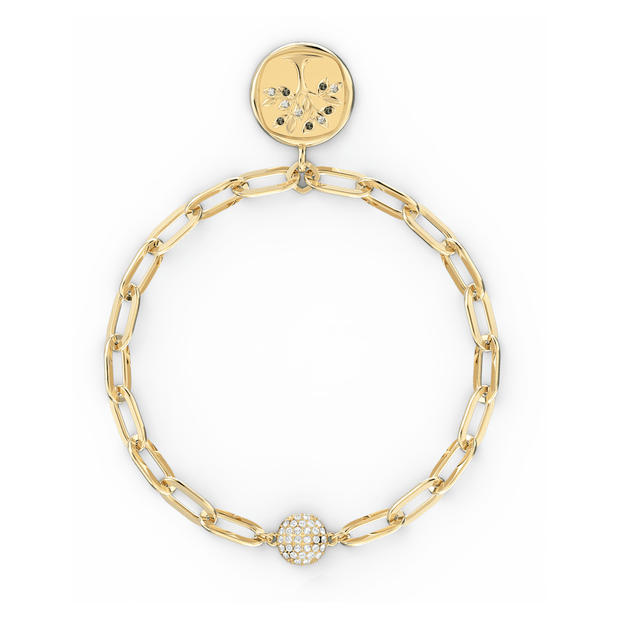 

Swarovski The Elements bracelet, Magnetic closure, Earth element, Tree, Green, Gold-tone plated