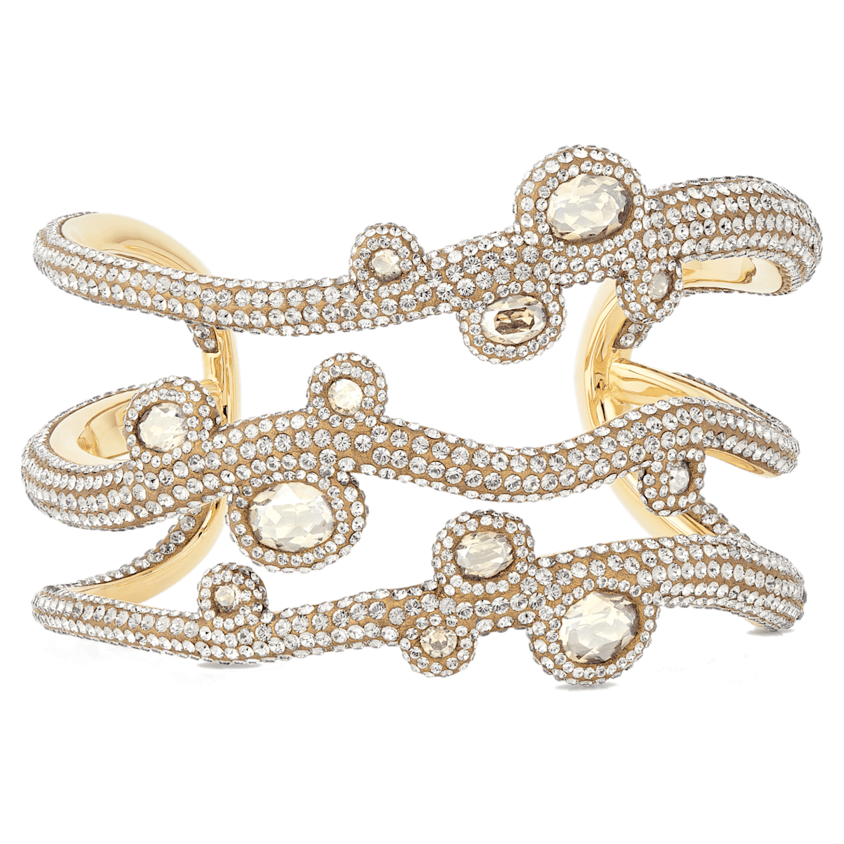 

Swarovski Tigris cuff, Water droplets, White, Gold-tone plated