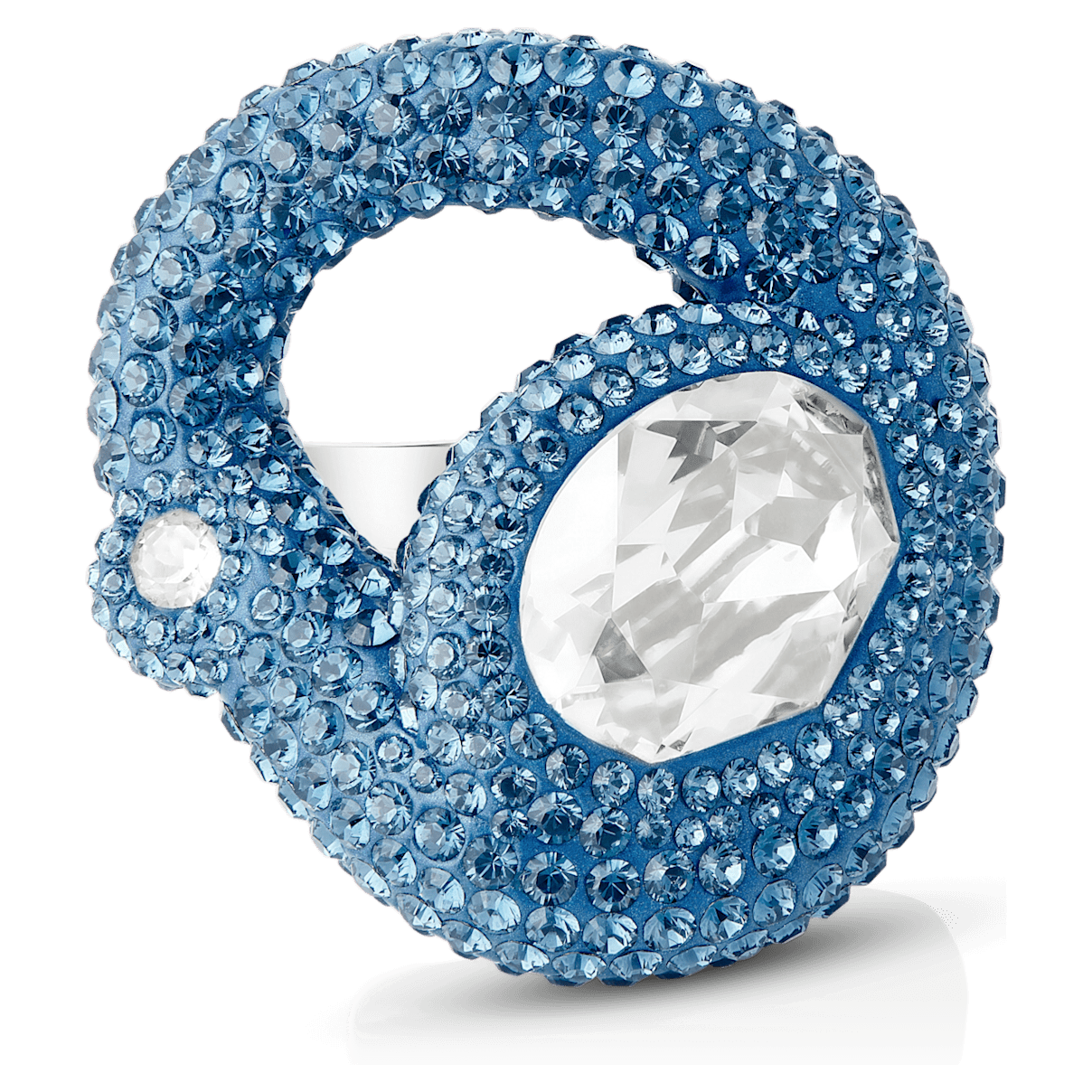 

Swarovski Tigris ring, Water droplets, Blue, Palladium plated