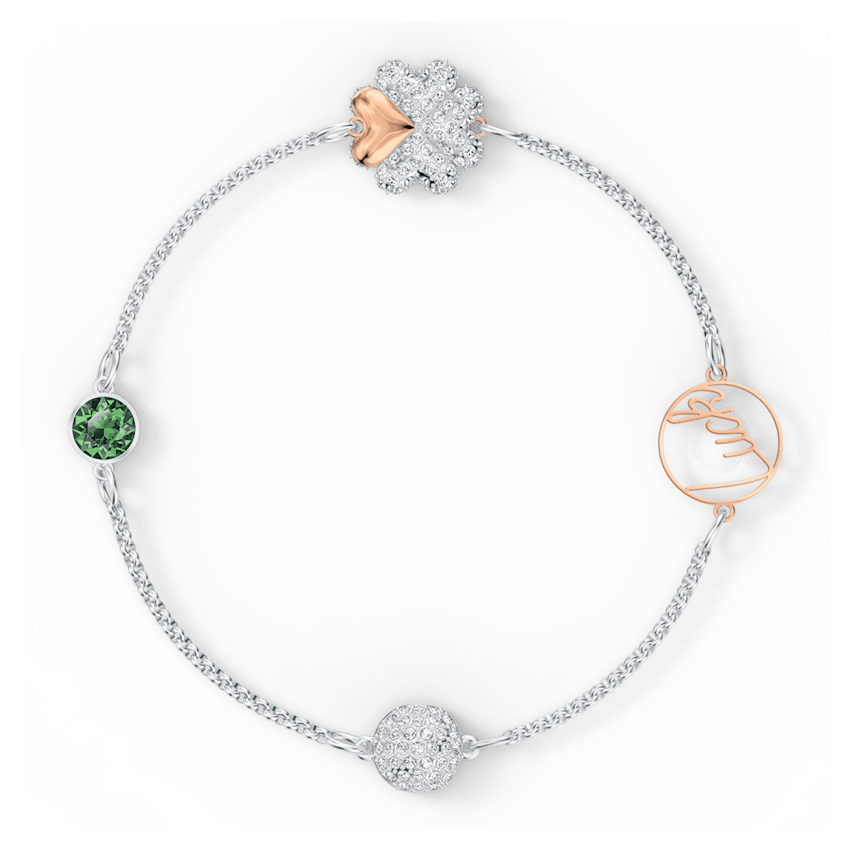 

Swarovski Remix Collection Strand, 磁扣, 幸运草, 绿色, 混合金属润饰