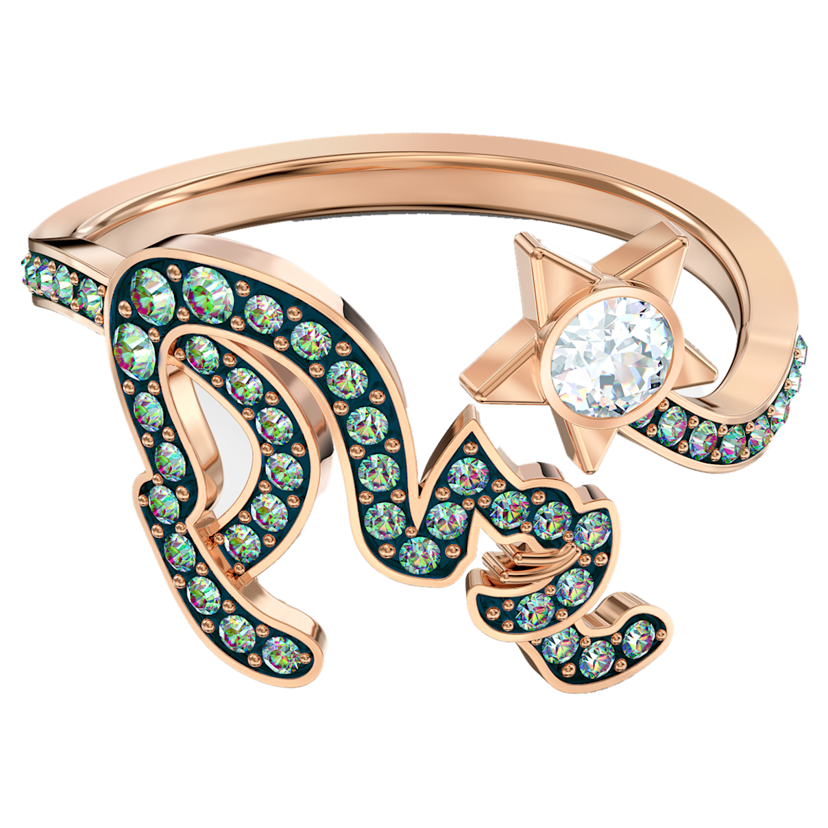 

Swarovski Cattitude 戒指, 猫和星星, 彩色, 镀玫瑰金色调