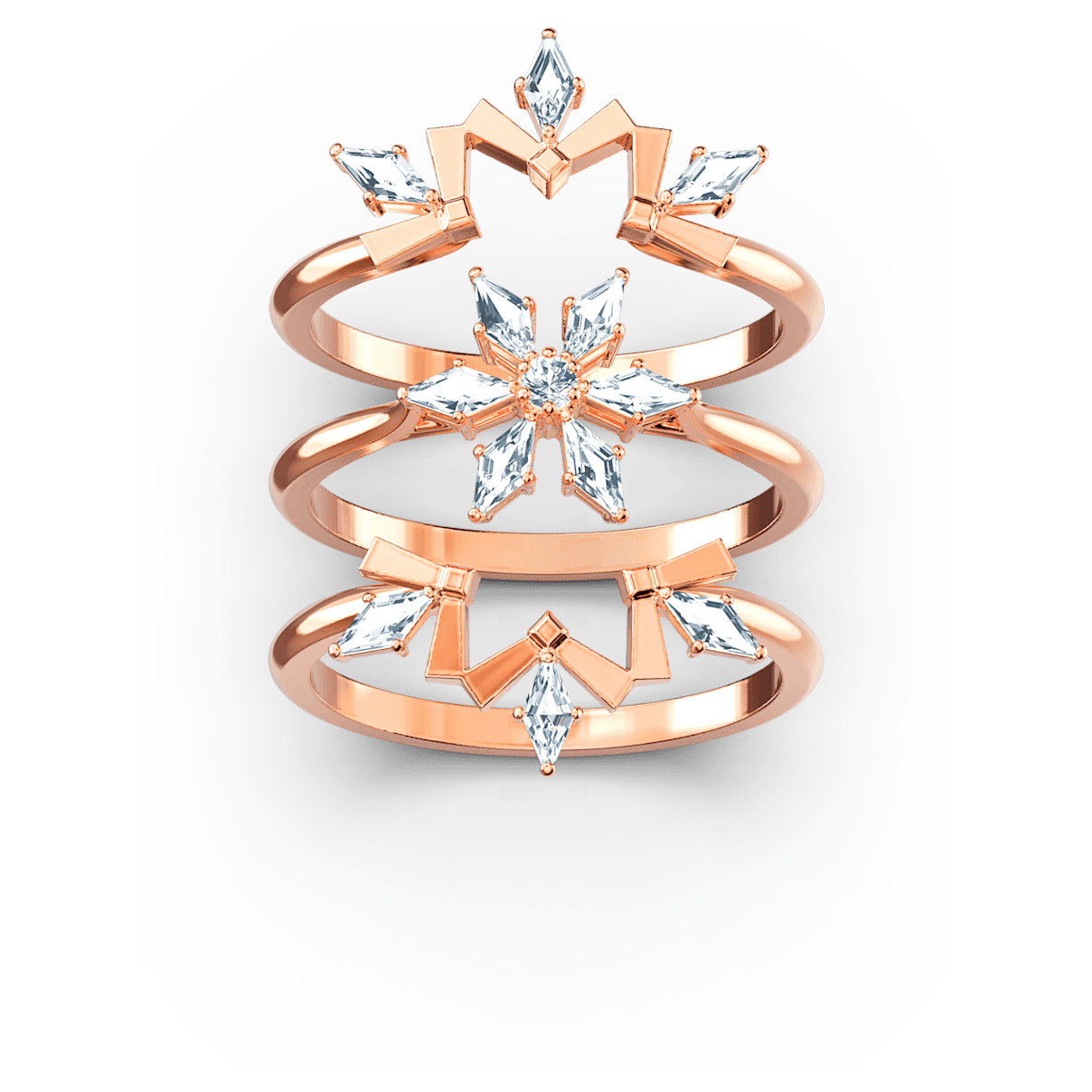 

Swarovski Magic ring, Set (3), Snowflake, White, Rose gold-tone plated