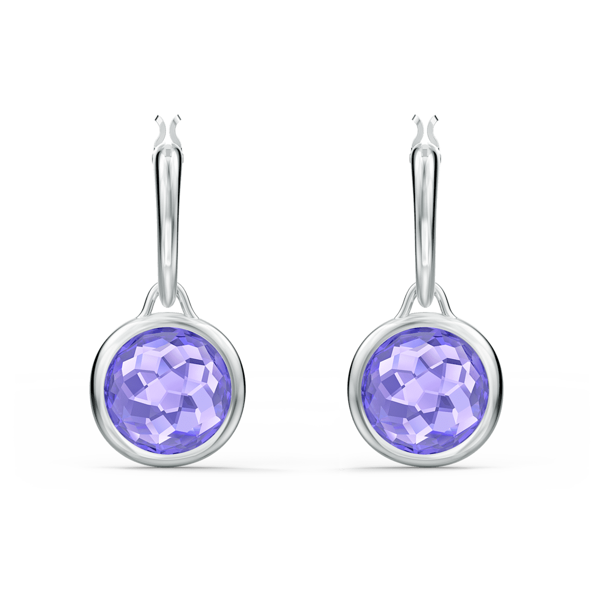 

Swarovski Tahlia hoop earrings, Round, Blue, Rhodium plated