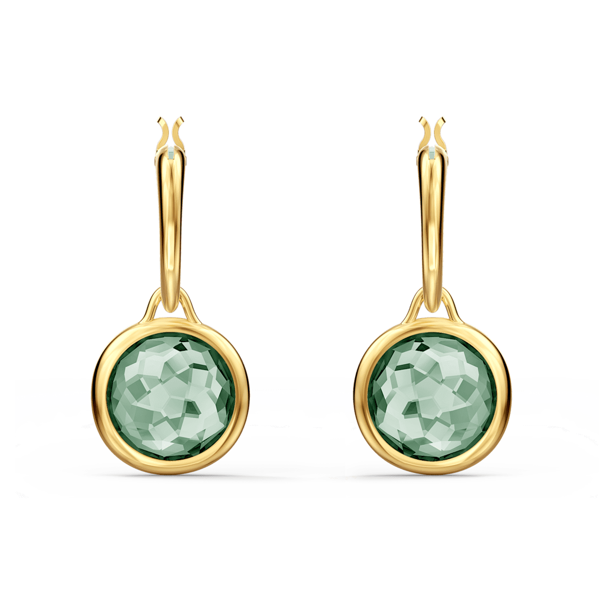 

Swarovski Tahlia hoop earrings, Round, Green, Gold-tone plated