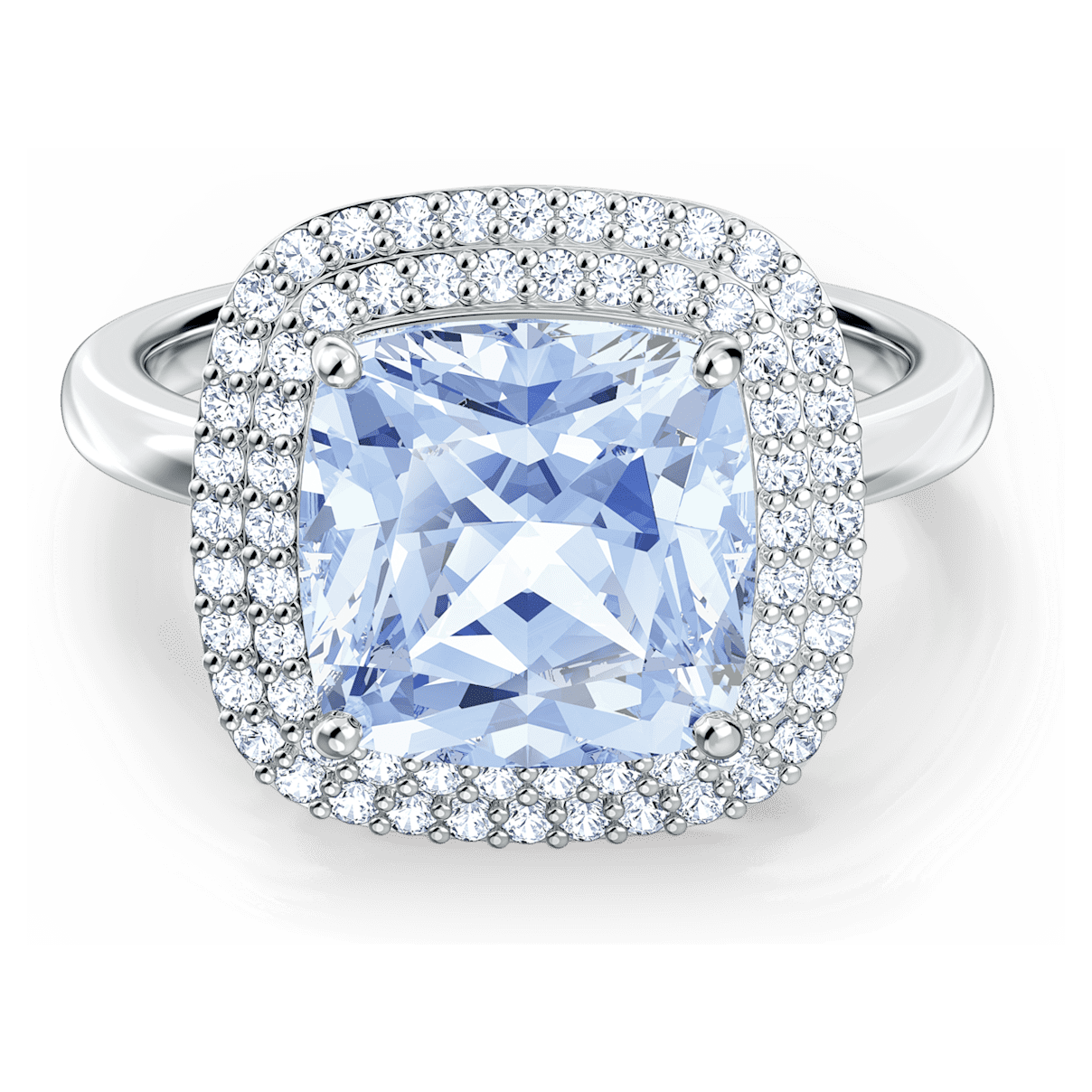 

Swarovski Angelic 戒指, 枕形切割, 蓝色, 镀铑