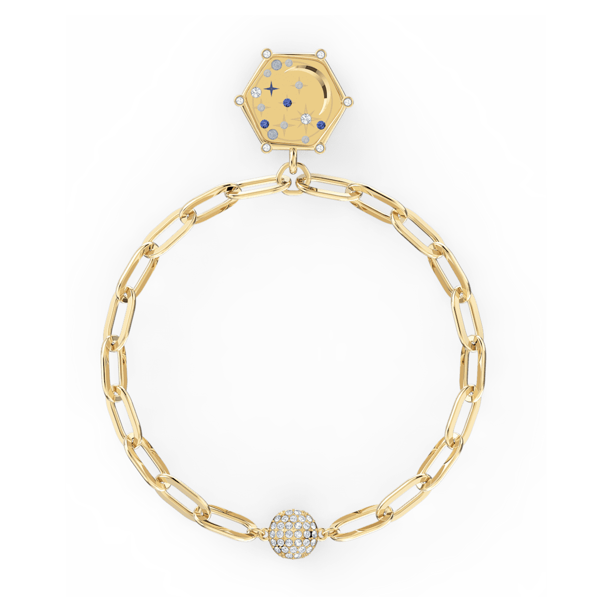 

Swarovski The Elements bracelet, Magnetic closure, Air element, Moon and stars, Blue, Gold-tone plated