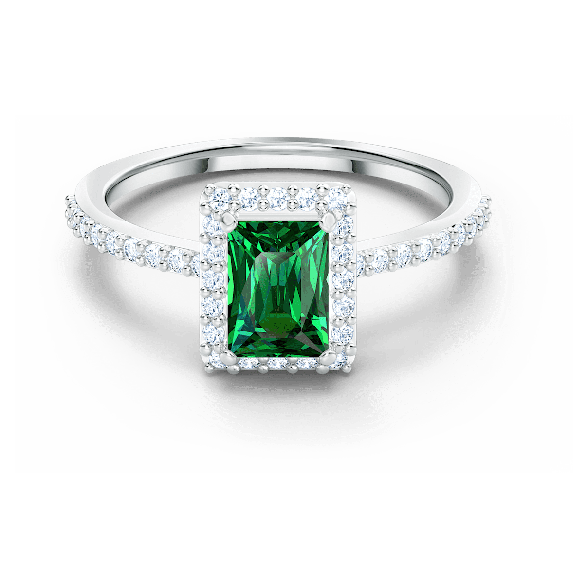 

Swarovski Angelic ring, Rectangular, Green, Rhodium plated
