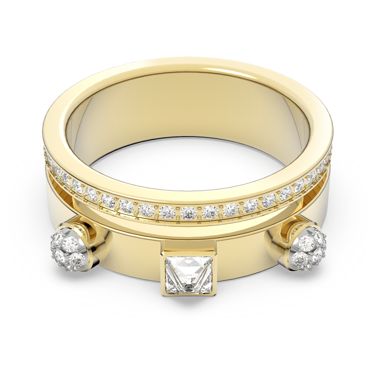 

Swarovski Thrilling 戒指, 混合切割, 白色, 镀金色调
