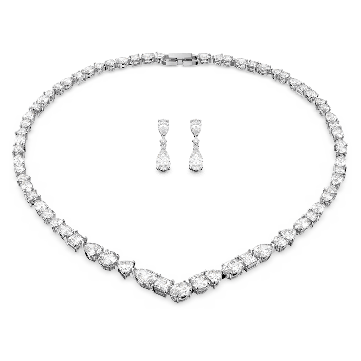 

Swarovski Tennis Deluxe V 套装, 混合切割, 白色, 镀铑