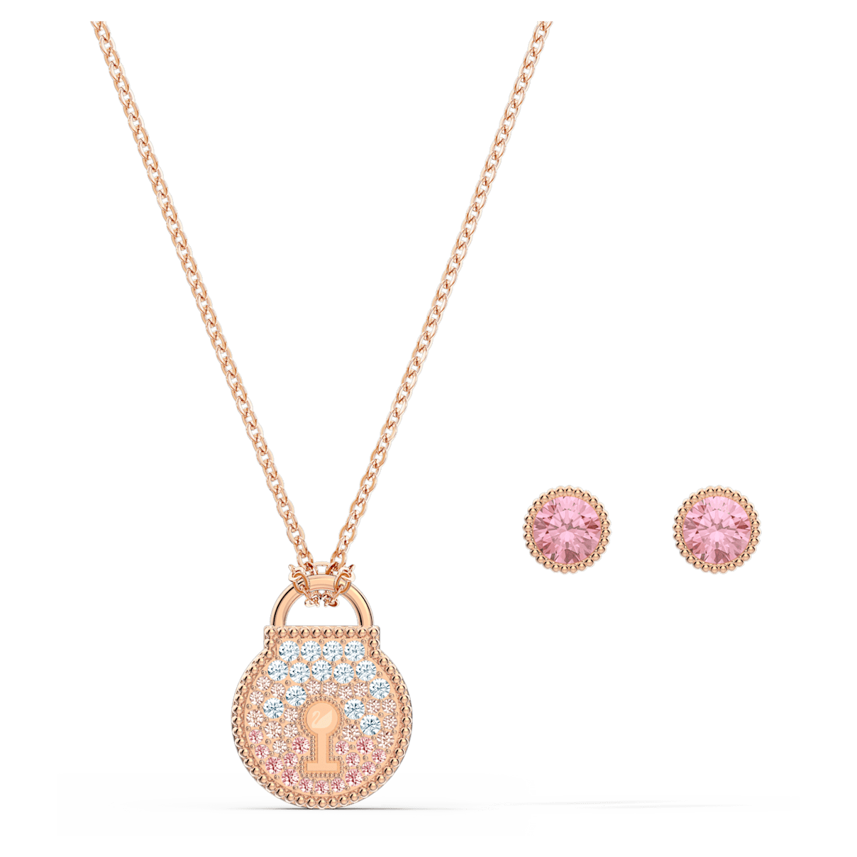 

Swarovski Togetherness 套装, 锁, 粉红色, 镀玫瑰金色调