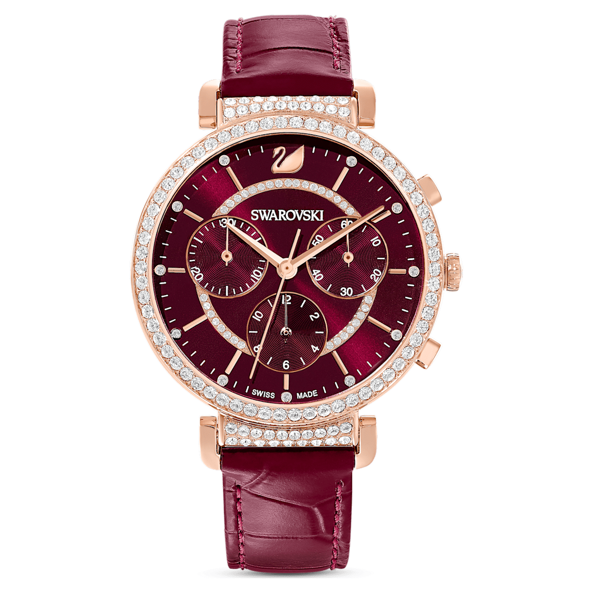 

Swarovski Passage Chrono 腕表, 瑞士制造, 真皮表带, 红色, 玫瑰金色调润饰