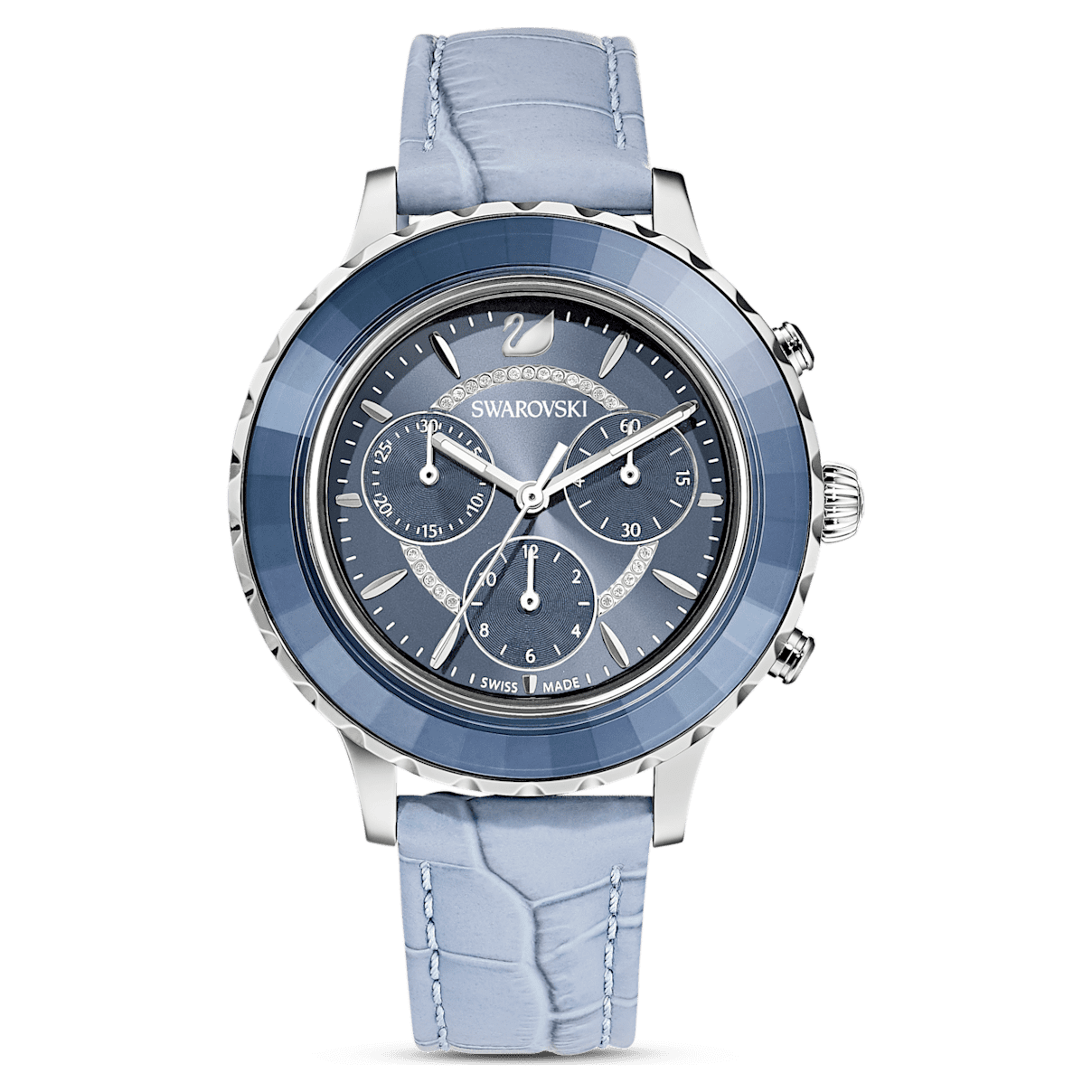 

Swarovski Octea Lux Chrono 腕表, 瑞士制造, 真皮表带, 蓝色, 不锈钢