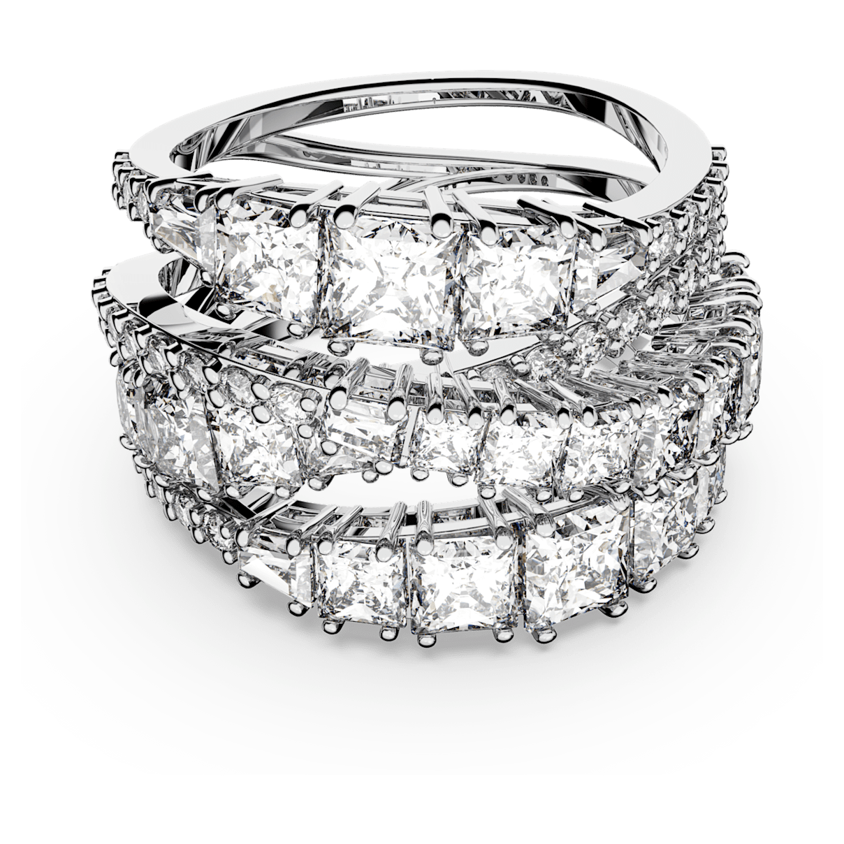

Swarovski Twist Wrap 戒指, 混合切割, 白色, 镀铑