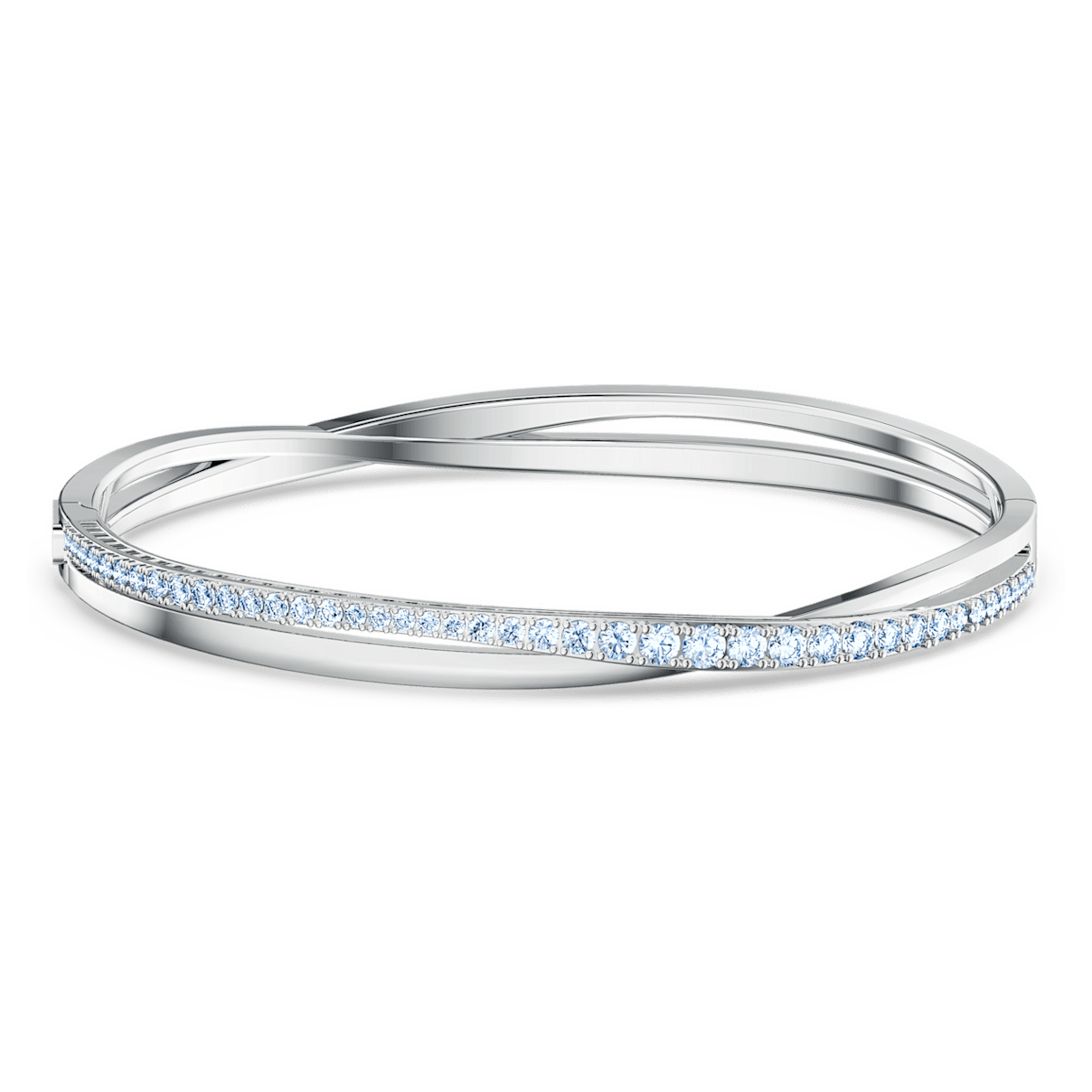 

Swarovski Twist bangle, Blue, Rhodium plated