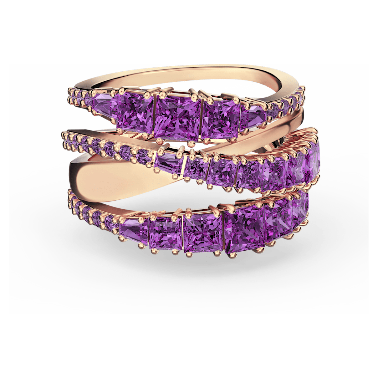 

Swarovski Twist wide ring, Purple, Rose gold-tone plated