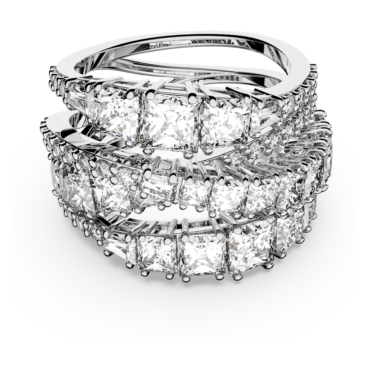 

Swarovski Twist Wrap 戒指, 混合切割, 白色, 镀铑