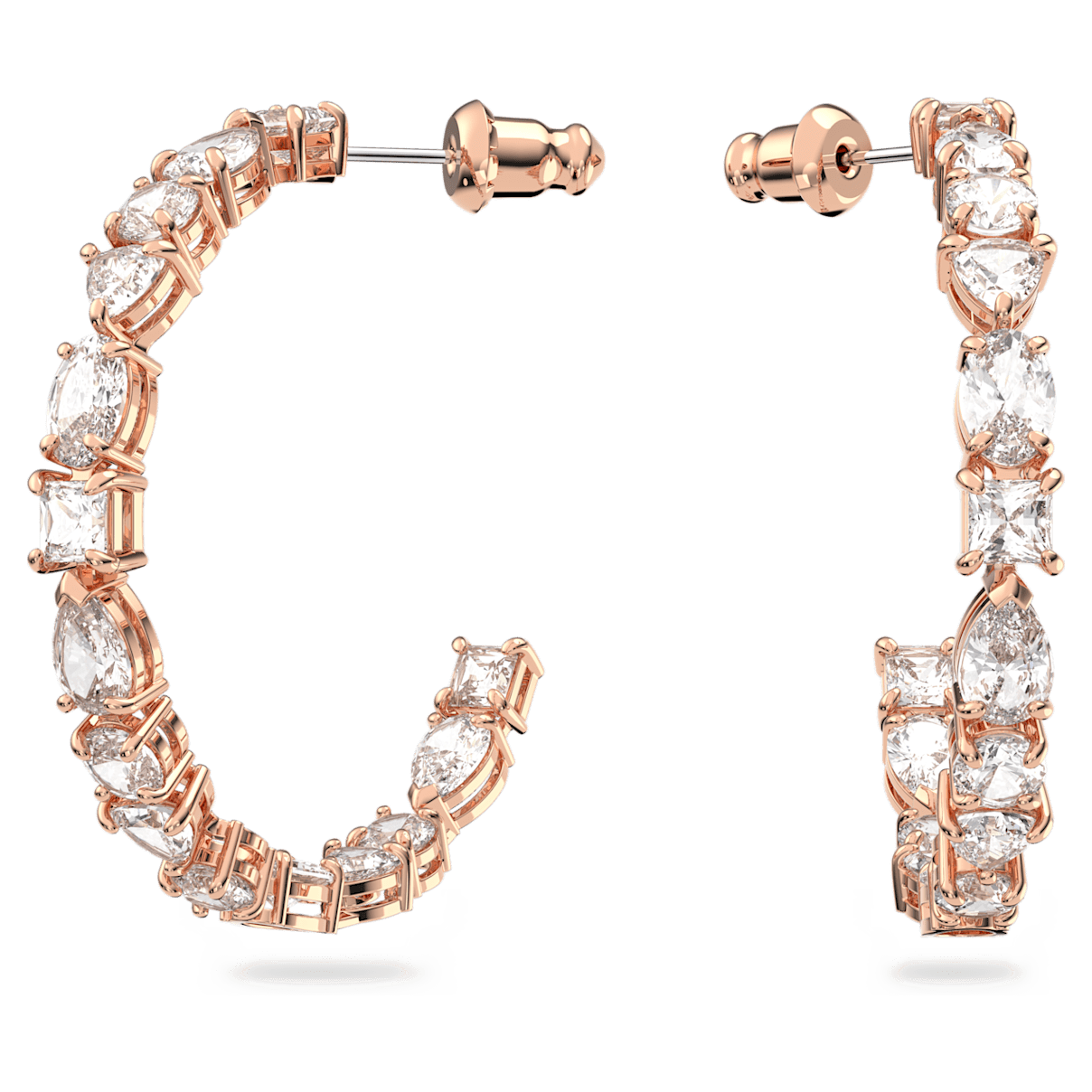 

Swarovski Tennis Deluxe hoop earrings, Mixed cuts, White, Rose gold-tone plated
