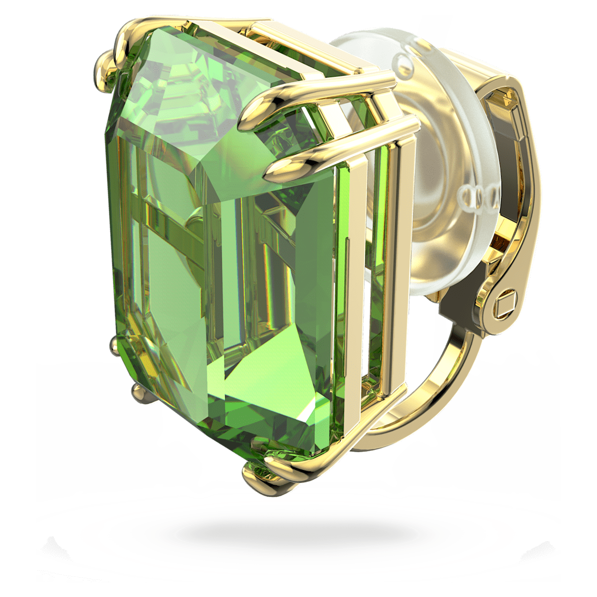 

Swarovski Millenia clip earring, Single, Octagon cut, Green, Gold-tone plated
