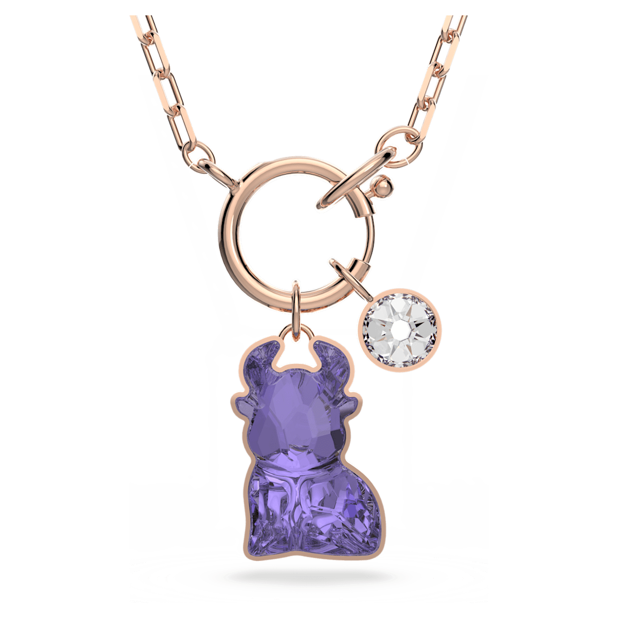 

Swarovski Chinese Zodiac Ox 项链, 牛, 紫色, 镀玫瑰金色调