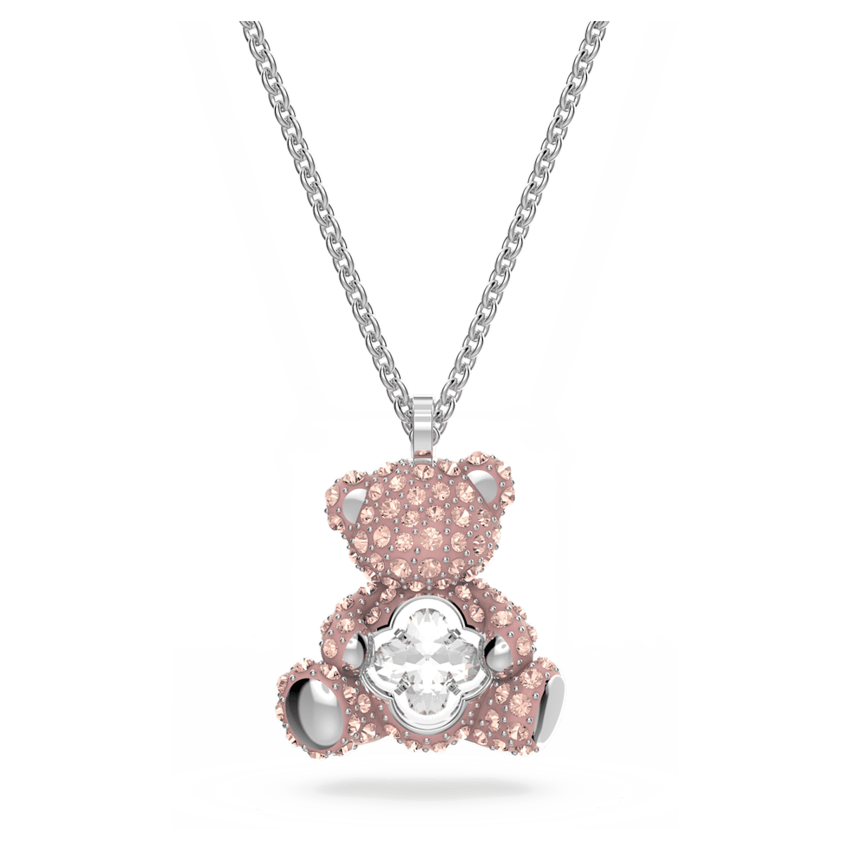 

Swarovski Teddy 链坠, 熊, 粉红色, 镀铑