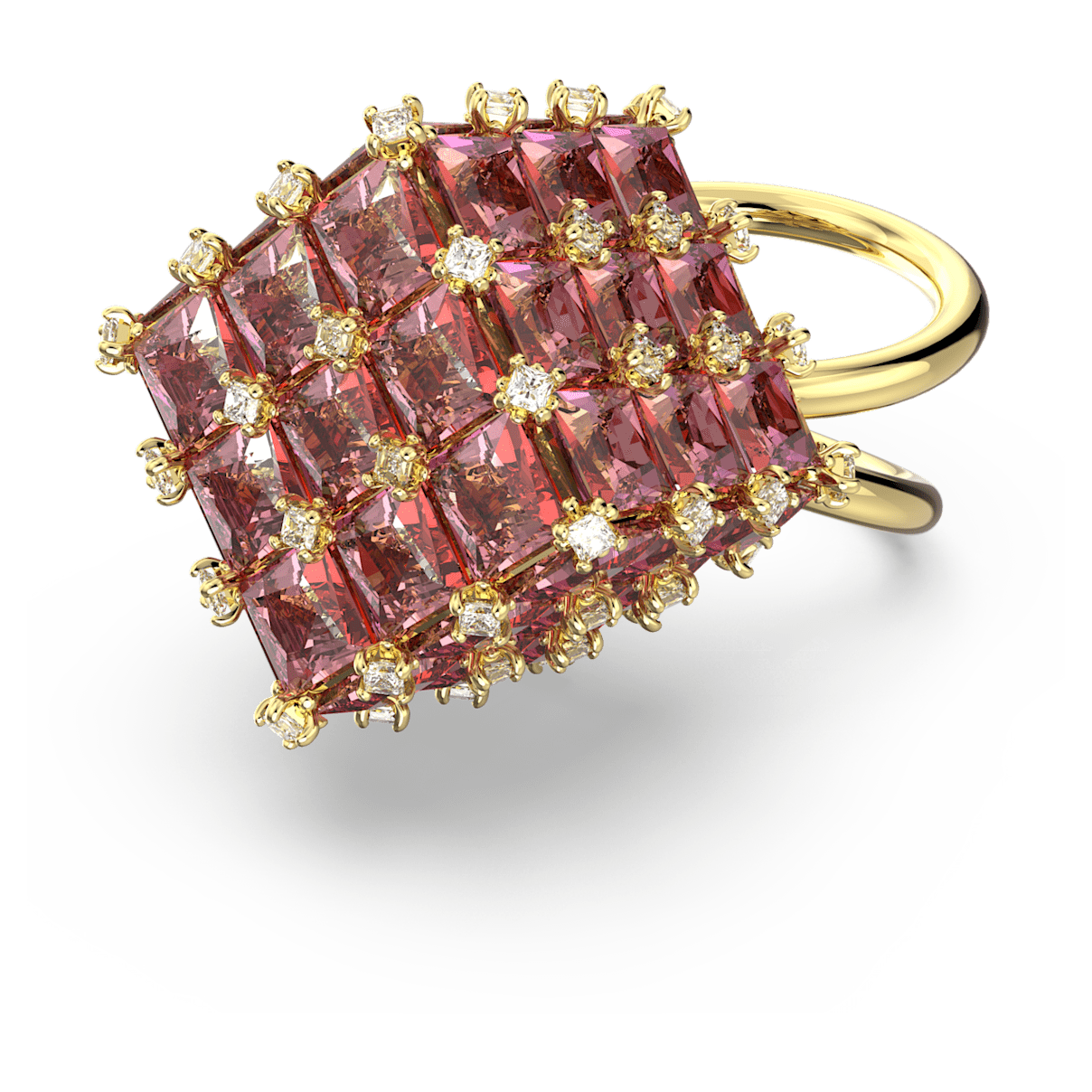 

Swarovski Curiosa 个性戒指, 方形切割, 橙色, 镀金色调