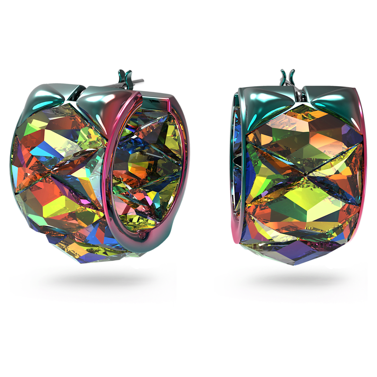 

Swarovski Curiosa 후프 이어링, 옥타곤 컷, 그린