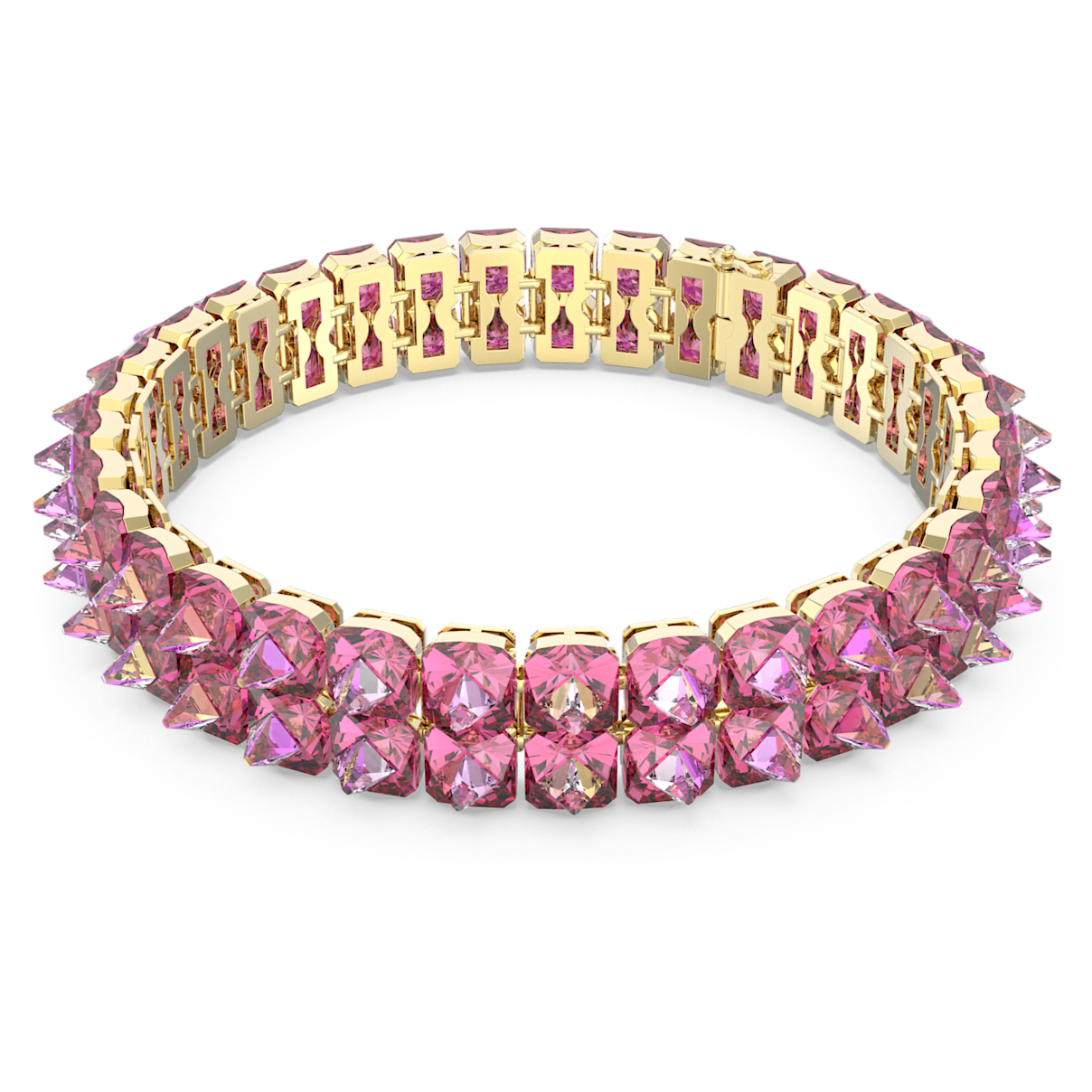 

Swarovski Ortyx 束颈项链, 金字塔切割, 粉红色, 镀金色调