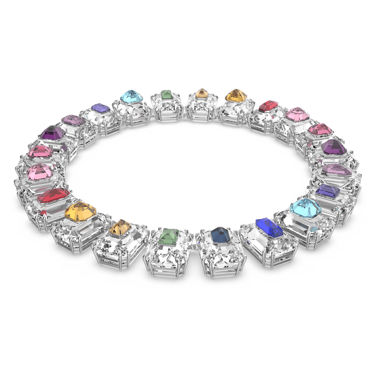 

Swarovski Chroma 초커 네크리스, 오버사이즈 크리스털, 멀티컬러, 로듐 플래팅