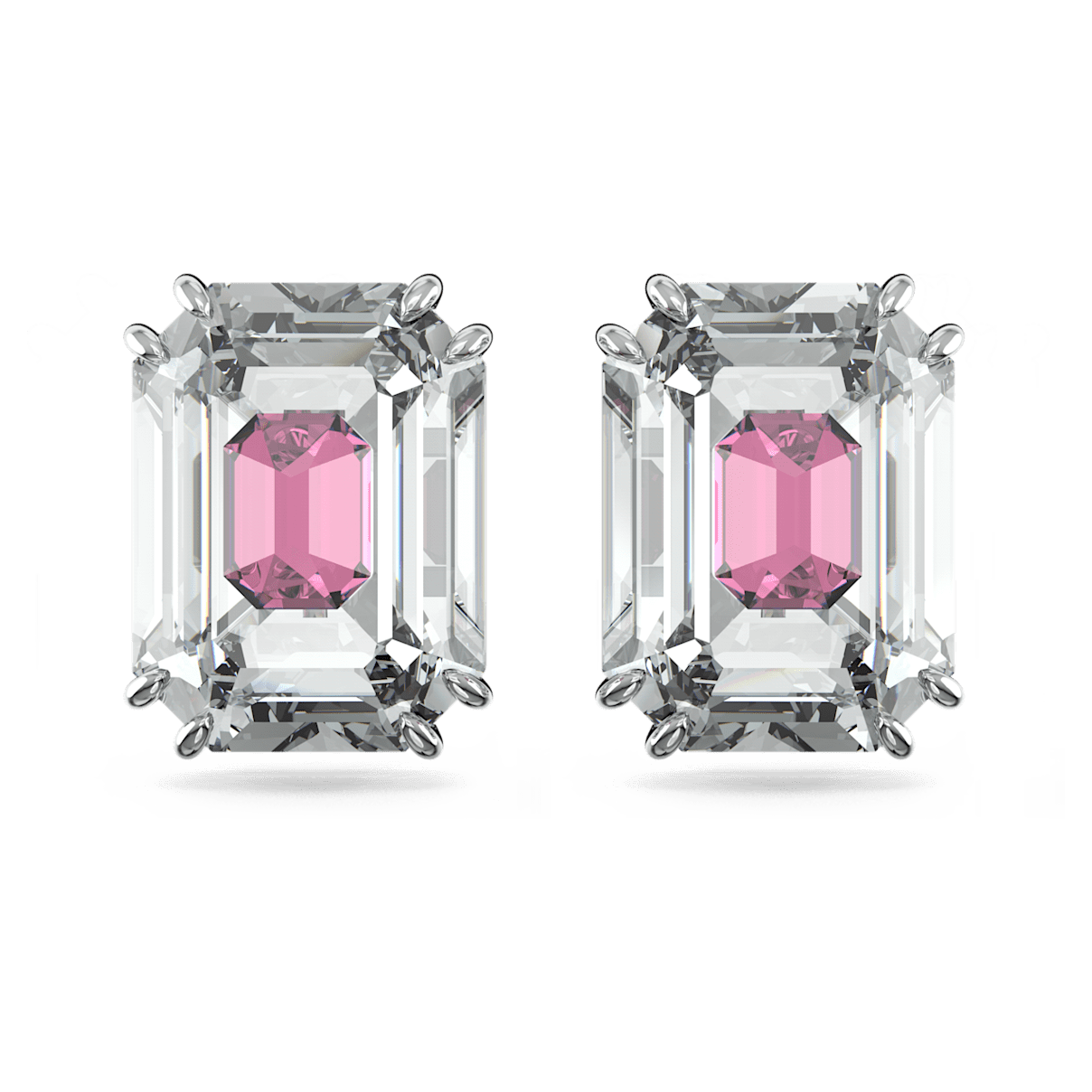 

Swarovski Chroma 耳钉, 八角形切割, 粉红色, 镀铑