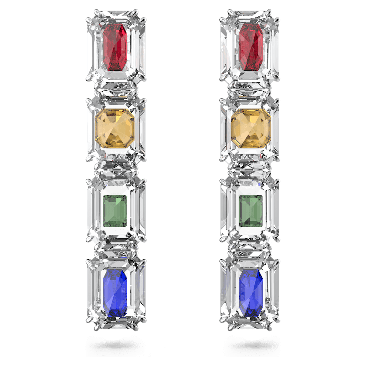

Swarovski Chroma 夹式耳环, 超大仿水晶, 流光溢彩, 镀铑