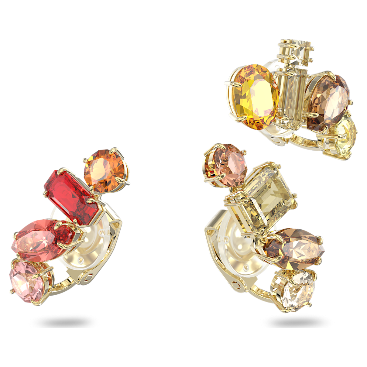 

Swarovski Gema 클립 귀걸이, 3개 세트, 비대칭 디자인, 화이트, 골드 톤 플래팅